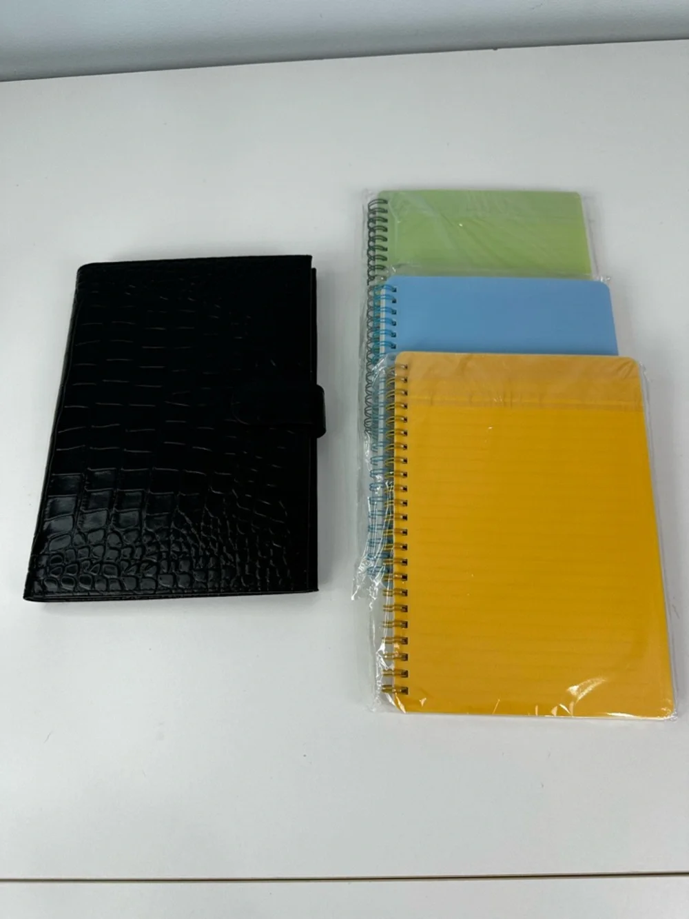 Black Croc Embossed A5 Planner with Four Wirebound Notebooks Snap Closure